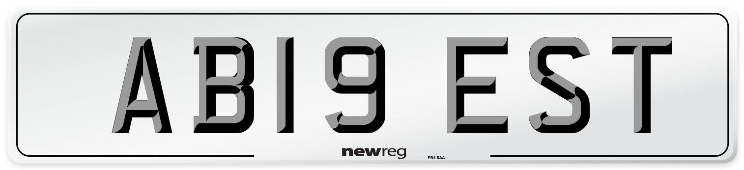 AB19 EST Number Plate from New Reg